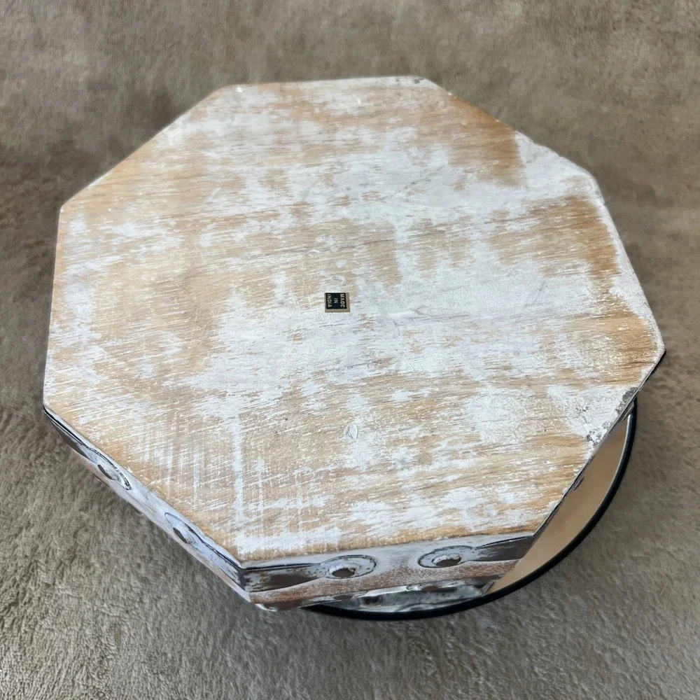 Wood and Metal Octagonal Trinket Jewelry Box Made In‎ India 7